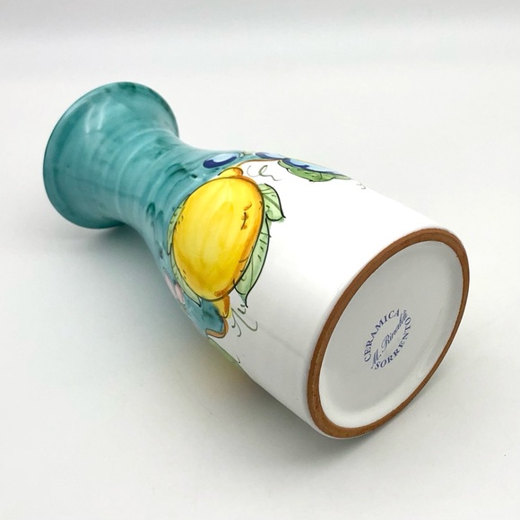 New Italian Pottery Carafe Vase Teal Limoncello Vino Jug Rinaldi Sorrento Italy - Picture 8 of 10